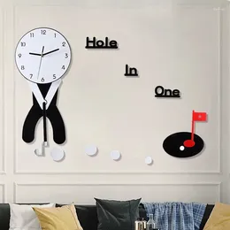 Wall Clocks Unique Acrylic Diy Golf Clock Large 3d Mute Hanging For Office Home Living Room Art Decorations