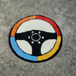 Carpets Fashion Racing Car Steering Handmade Tufted Carpet For Living Room Decor Soft Fluffy Bedroom Bedside Area Rugs Foot Pad Bath Mat