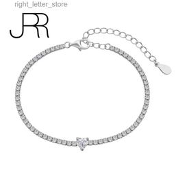 Bangle JRR Tennis 100% 925 Sterling Silver Aquamarine Pink Love Heart Create Moissanite Diamond Jewel Wedding Party Exquisite Bracelet yq240409