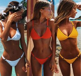 2020 Sexy Thong Micro Bikini Lady Swimsuit Solid Pushup Swimsuit Women Bikini Set Brazil1243j5749231