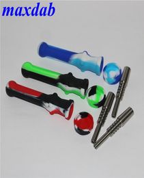 Smoking Silicone pipe Kit with Titanium Nail Tip Collection Smoking Oil Dab Hand pipes5022586