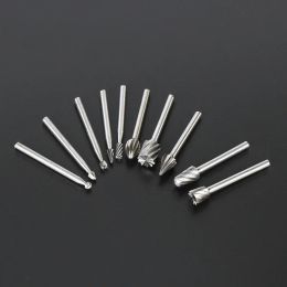 10Pcs Set Rotary Tools Router Bit 1/8"(3mm) Shank HSS Router Carbide Engraving Bits DIY Woodworking Carving Engraving