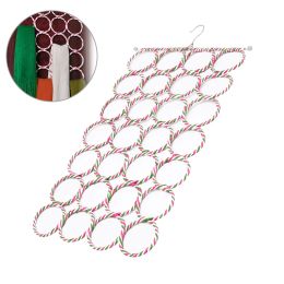 28 Holes Scarf Holder Rattan Weave Hanger Ring Scarves Display Hang Ties Belt Organise Circle Storage Holder for Home Bedroom