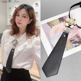 Neck Ties Tie womens shirt accessories college style leather tie metal buckle neckless punk style decorationQ