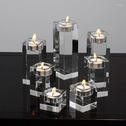 Candle Holders Crystal Glass Table Romantic Dinner Props Western Restaurant Bar KTV Wedding Candlestick