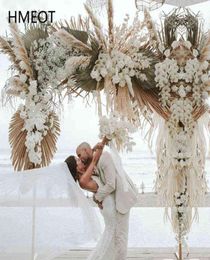 Natural Dried Flower Arrangement Pampas Grass Reed Flower Row DIY Wedding Props Backdrop Decor Arch Flower Wall Customizable 211024815253