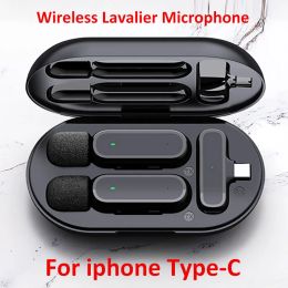 Microphones Wireless Lavalier Microphone For iPhone Android Professional Mini Mic Audio TikTok Youtube Vlog Video Record With Charging Box