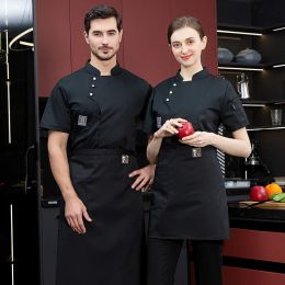 Restaurant Cook Waiter Sushi Uniform Chef Jaket Kitchen Barber Breathable Shirt Sleeve Short Costumes