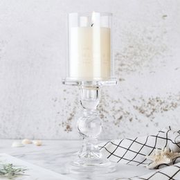 1pc 3.46 / 4.52 / 5.51 in Glass Candle Holders for 3" Pillar Candle and 3/4" Taper Candle, Wedding decoration, Candlestick Set