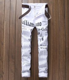 Men039s Distressed Ripped Skinny Jeans New Fashion White Slim Mens Designer Jeans Motorcycle Biker Causal Pants6902297