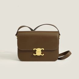 Leather Handbag Designer Sells New Women's Bags at 50% Discount Womens Bag Brown Small Square New Fashion Versatile Crossbody Shoulder