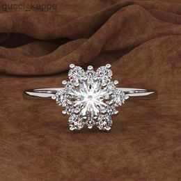 2PCS Wedding Rings Luxury Female Snowflake Rings Solid 925 Sterling Silver Crystal Zircon Stone Rings for Women Promise Love Wedding Band Jewelry