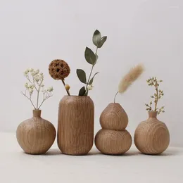 Vases 1Pc Chinese Style Simplicity Solid Wood Dry Flower Vase Handicrafts Home Living Room Tabletop Decorative Ornament