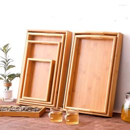 Decorative Figurines Bamboo And Wood Tea Tray Home Beauty Salon Cup Wooden Restaurant Barbecue Pastry Bread Storage