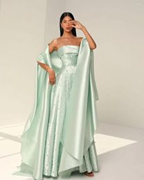 Party Dresses Saudi Arabia Formal Occasion Women Prom Strapless Beaded Luxury Pageant Birthday Evening Gowns With Wraps Vestidos