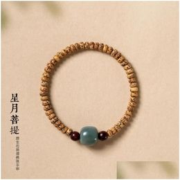 Beaded Strand Star Moon Bodhi Bracelet For Wommen Men Natural Original Ecological Buddha Beads Bangle Root Fine Jewellery Festival Gift Dh5Gu