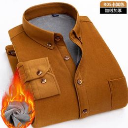 Men's Casual Shirts 6XL Large Size Autumn And Winter Velvet Thickened Lamp Long-sleeved Shirt Core Solid Color Non-iron