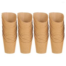 Mugs 50 Pcs Ice Cream Cup Utensils Disposable Kraft Paper Snack Cups French Fries Holders Mini Containers Daily Use Flatware