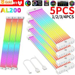 Cooling 15PCS COOLMOON 24PIN Motheboard Extension Cord Wire ARGB PC Case LED Light Bar 5V 3PINx2+4PIN Desktop Computer Lamp Strip Decor