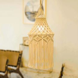 1Pc Nordic Macrame Woven Tapestry Lampshade Boho Hanging Lamp Cover Ceiling Pendant Light for Home Bedroom Decorative