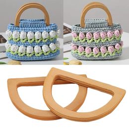 1pc Handcrafted Nature Wooden Handle Bag Handle Replacement For Diy Making Purse Handbag Circle Handle Bags Accessories