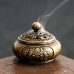 Classical Antique Lotus Flower Incense Burner Buddhism Holder Brass Mini Sandalwood Censer Incense Metal Craft Home Decoration