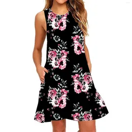 Casual Dresses Tops For Women Summer Outfits Plus Size Sleeveless Backless Camisole Beach Mini Skirt With Pockets Vestidos