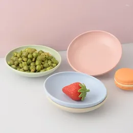 Plates Plastic Round Seasoning Dish Eco-friendly Wheat Straw Snack Plate Nut Fruit Bread Storage Tray Home Kitchen Supplies