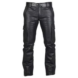 Mens Real Black Leather Pants Cargo 6 Pockets Bikers Jeans Trousers Premium Quality Pant