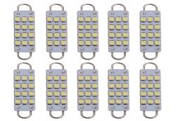 10pcs 44mm Festoon LED Rigid Loop 12V LED 12 Chips 3528SMD Bulbs 561 578 Car Festoon Light Auto Interior Dome Light Lamps White5352575