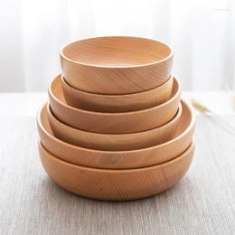 Bowls Beech Wood Round Fruit Bowl Natural Color For Salad/Snack Friendly Tableware Snack Dish