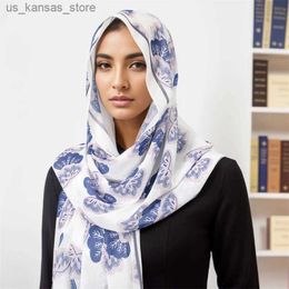 Scarves Fashion Muffler Foulard 2024 New Luxury Print Hijab Scarf Women Turban Muslim Headband Design Chiffon Bandana Wrap Shawl240409