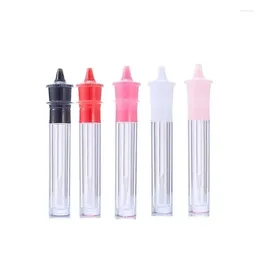 Storage Bottles 5ml Makeup Lip Glaze Empty Tube 20/50pcs Plastic Round Clear Refillable Bottle Black White Pink Lid Luxury Gloss Containers