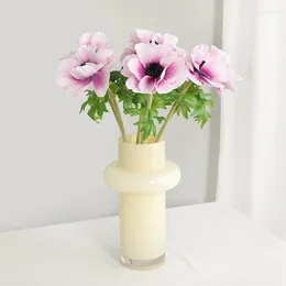 Decorative Flowers 1 Pcs High Quality Anemone Branch Artificial Wedding Pography Home Table Decoration White Flores Decor