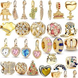 Charms Bee Pendant Alloy Cactus Ginkgo Leaf Beads Zircon Sparkling Gold Charm Fit Original Bracelet Diy Women Jewellery Findings Drop Dhhgj