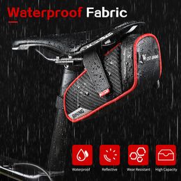 WEST BIKING Portable Bicycle Bag Bike Waterproof Storage Saddle Bag With Reflective Bicycle Tail bags Rear Cycling Accessories