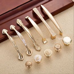 European Wardrobe Pulls Kitchen Handle Furniture Hardware Champagne Gold Door Handles Zinc Alloy Cabinet Handle Drawer Knobs