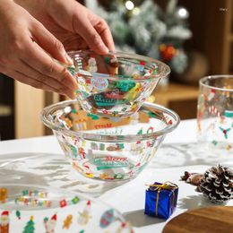 Bowls Christmas Glass Bowl Salad Fruit Household Snack Plate Lovely High Temperature Transparent Dishes Kitchen Utensils.