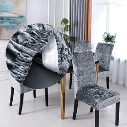 Chair Covers All-inclusive Elastic Golden Diamond Velvet European-style Home El Solid Colour Dining Cover Stool