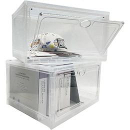 Sneaker Storage Boxes Transparent Display Case Shoe Organiser Plastic with Magnetic Door 240402