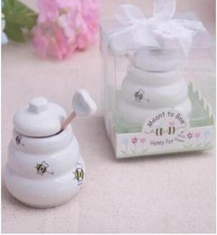 100 pcs Ceramic Meant to Bee Honey Jar Honey Pot Wedding Favours Baby shower favors8109181