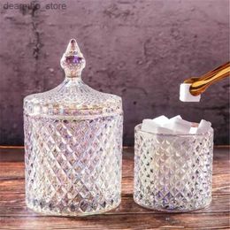 Food Jars Canisters Nordic Crystal Sealed lass Jewelry Storae Bottle Transparent Suar Cans Diamond Candy Jar Cotton Swab Box Food Container L49