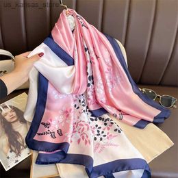 Scarves 180*90cm Brand Summer Women Scarf Fashion Quality Soft Silk Scarves Female Shawls Foulard Beach Cover-Ups Wraps Silk Bandana240409FUXN