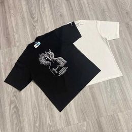 Men's T-Shirts Streetwear 1 1 Double Sided Printed T-Shirt Men Women Black White T Shirt Top Tee Short Sleeve J240409