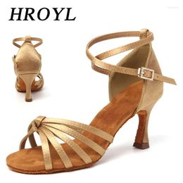 Dance Shoes HROYL Selling Ballroom Heels Latin For Women Standard Woman Heeled 5CM/7CM Suede Sole