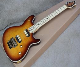 Factory Custom Sunburst Electric Guitar with Clouds Maple VeneerMaple FretboardDouble Rock BridgeGold HardwareCan be Customize1271598