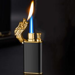 2022 New Hot Selling Creative Dragon Double Fire Lighter Jet Flame Open Fire Conversion Windproof Iatable Lighter Men's Gift