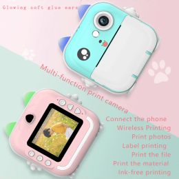 Cases Kids Instant Camera 2.4inch Ips Screen Full Hd Instant Print Digital Camera Light Ear with Lanyard Birthday Gifts for Boys Gilrs