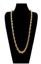 Chains Necklaces Pendants Jewellery 10Mm Thick 76Cm Long Rope ed Chain 24K Gold Plated Hip Hop Heavy Necklace For Mens Drop Del6463650