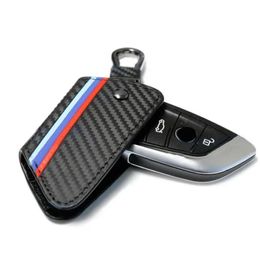 1PC M Color Carbon Fiber Leather Car Smart Key Fob Shell Case Cover Bag for BMW F48 F15 F16 G30 G31 G11